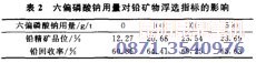 鉛鋅礦浮選設備配套分散劑的試驗數(shù)據(jù)